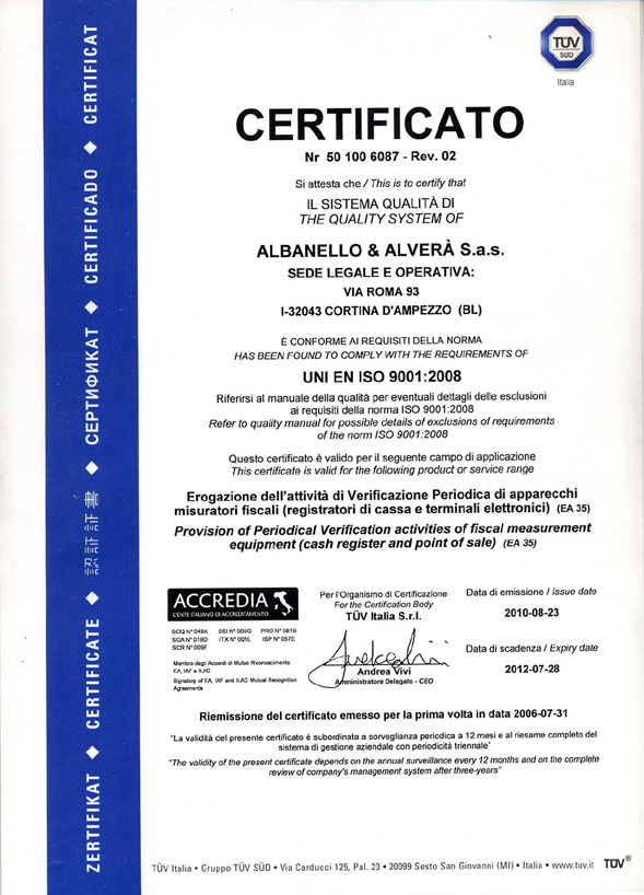 Albanello & Alverà - diplomi e attestati